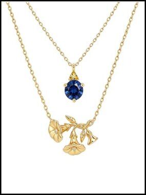 14K Gold Plated Birth Flower Necklace for Women - September Morning Glory